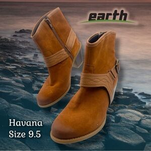 Earth Leather Suede Ankle Boot Lina Arlington Western Boot Size 9.5 retail $130